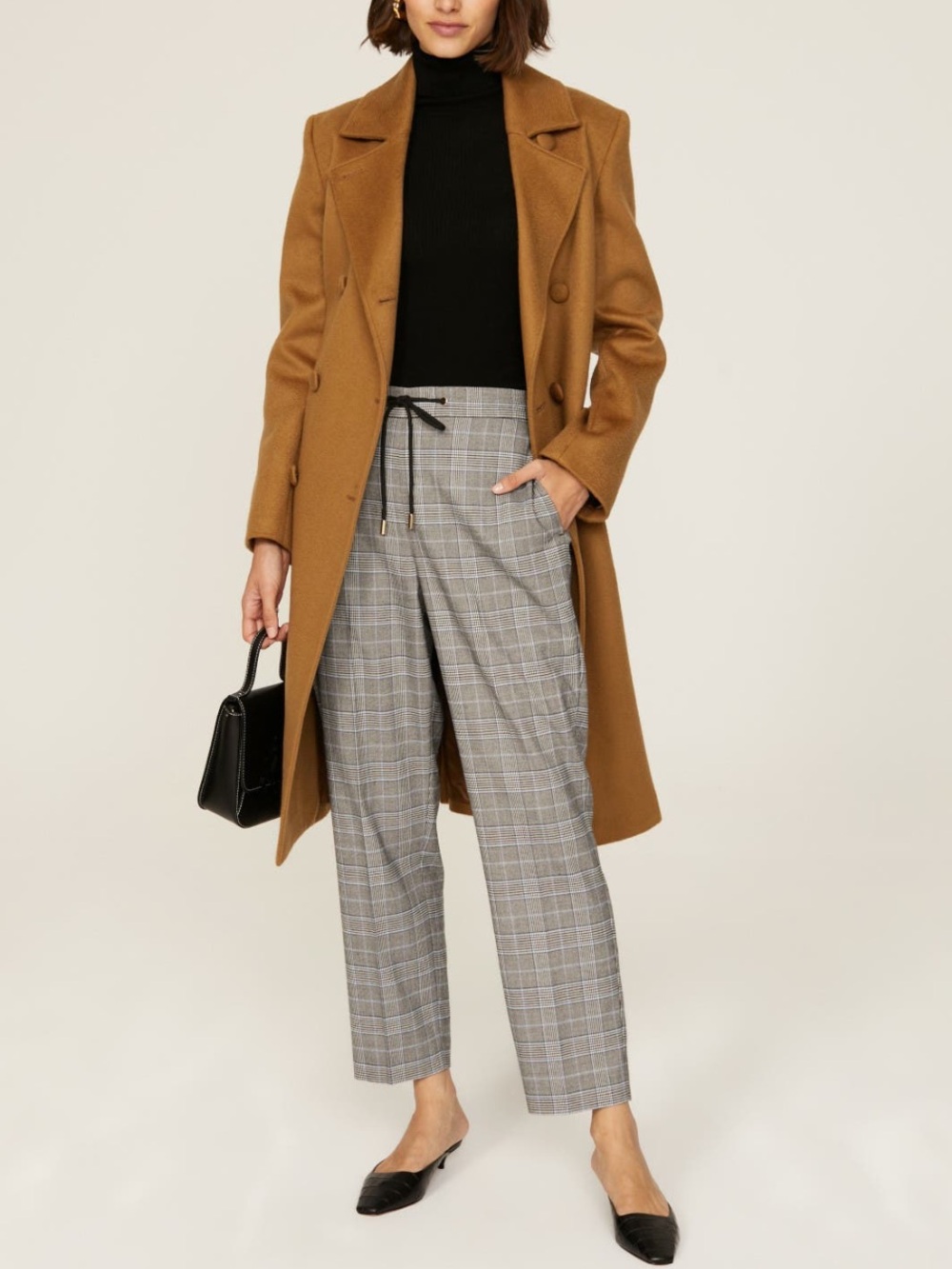 LK Bennett Gray Plaid TR Elliott Cropped Trousers